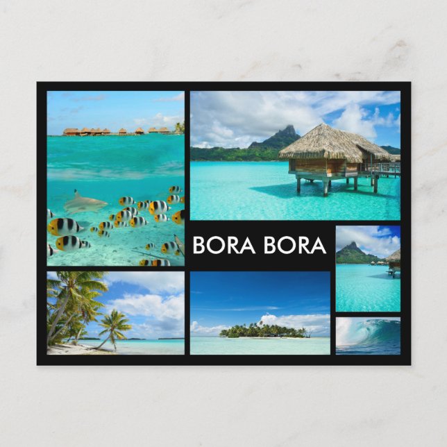 Carte Postale Bora Bora multiple image collage black postcard (Devant)