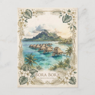 Carte Postale Bora Bora, Polynésie française avec bungalows