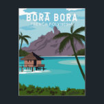 Carte Postale Bora Bora Polynésie Française Voyage Art Vintage<br><div class="desc">Bora Bora vectoriel design. Entourée d'îlots bordés de sable et d'un lagon turquoise protégé par une barrière de corail,  elle est réputée pour sa plongée sous-marine.</div>