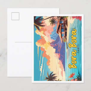 Carte Postale Bora Bora Tahiti Pop Art Illustration de voyage