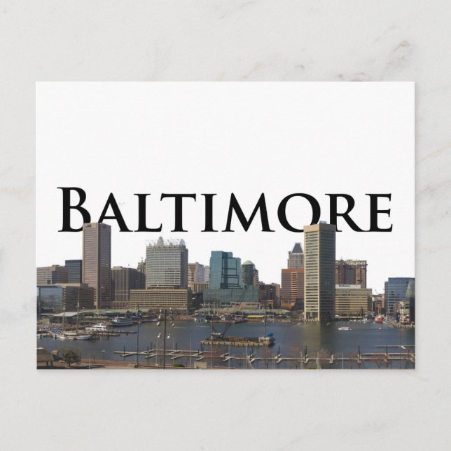 Carte Postale Bord de Baltimore MD avec Baltimore dans le ciel (Devant)
