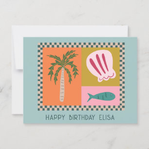 Carte Postale Bord de mer JOYEUX ANNIVERSAIRE Moderne Mignon NOM