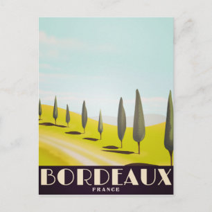 Carte Postale Bordeaux, affiche de voyage de style Vintage franç