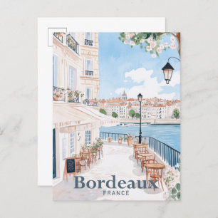 Carte Postale Bordeaux France Aquarelle Peinture Voyage