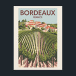 Carte Postale Bordeaux France Vignoble Voyage Art Rétro<br><div class="desc">Bordeaux rétro vecteur conception de voyage. Bordeaux,  plaque tournante de la célèbre région viticole,  est une ville portuaire sur la Garonne dans le sud-ouest de la France.</div>