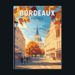 Carte Postale Bordeaux France Vineyard Travel Art Vintage<br><div class="desc">Conception de voyage vectorielle rétro Bordeaux. Bordeaux,  plaque tournante de la célèbre région viticole,  est une ville portuaire sur la Garonne dans le sud-ouest de la France.</div>