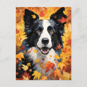 Carte Postale Border Collie Automne Action de grâce 