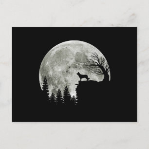 Carte Postale Border Collie silhouette On Mountain Halloween Dog