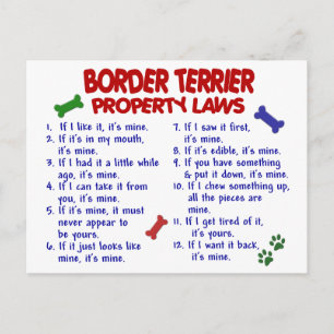 Carte Postale BORDER TERRIER Propriété Lois 2