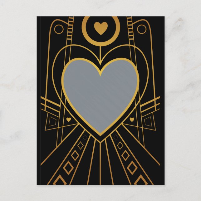 Carte Postale Bordure Coeur d'amour Art Déco (Devant)