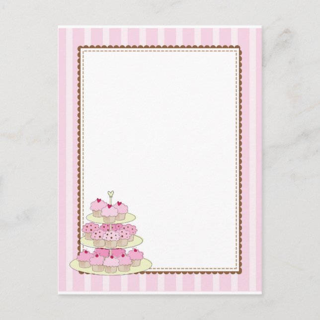 Carte Postale Bordure Cupcake Jaune (Devant)