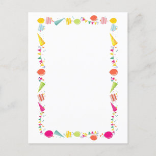 Carte Postale Bordure de ballon de fête d'anniversaire mignonne