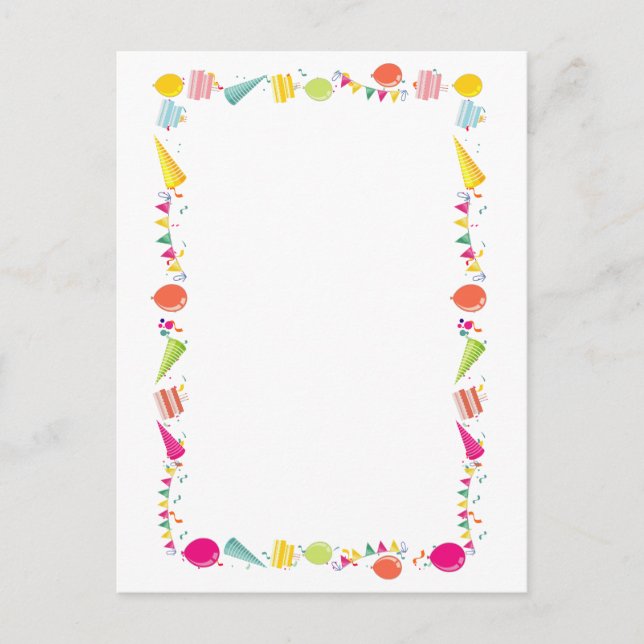 Carte Postale Bordure de ballon de fête d'anniversaire mignonne (Devant)