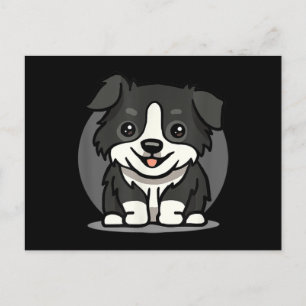 Carte Postale Bordure de Cute Kawaii Collie Chibi