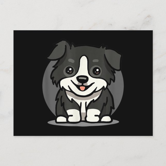 Carte Postale Bordure de Cute Kawaii Collie Chibi (Devant)