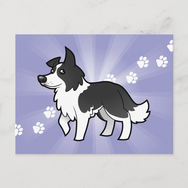 Carte Postale Bordure de dessin Collie (Devant)