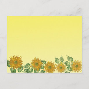 Carte Postale Bordure de feuille de fleur jaune fractale colorée