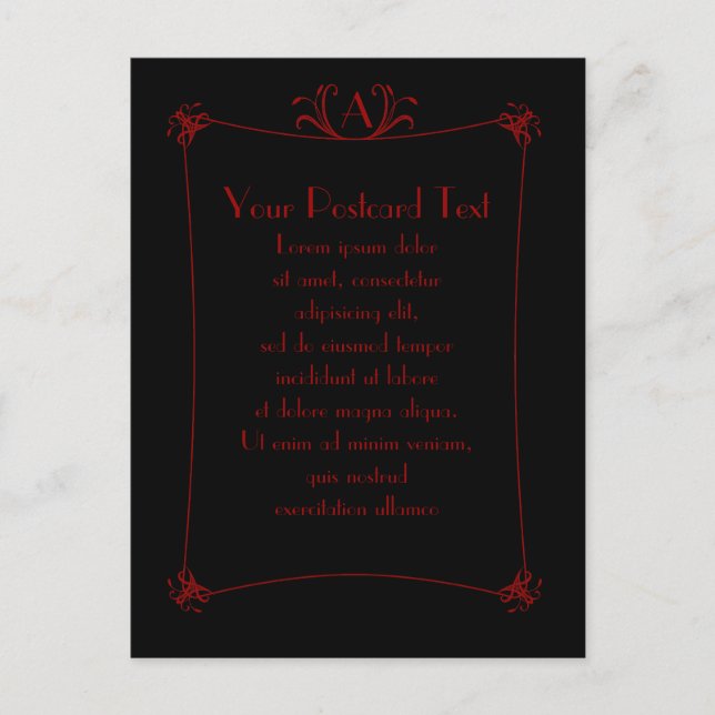 Carte Postale Bordure Elégante Personnalisable Avec Monogramme (Devant)