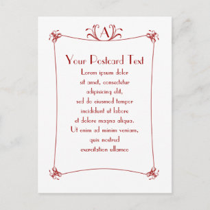 Carte Postale Bordure Elégante Personnalisable Avec Monogramme