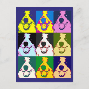 Carte Postale Bordure rétro colorée Collie Pop Art