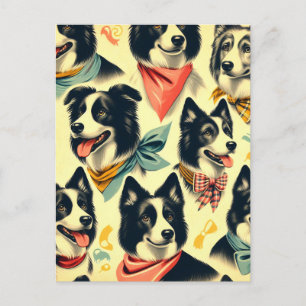 Carte Postale Bordure vintage Collie sans fil