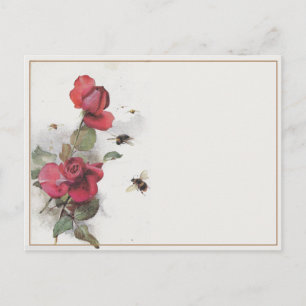 Carte Postale Bordure vintage de l'abeille du Rose français