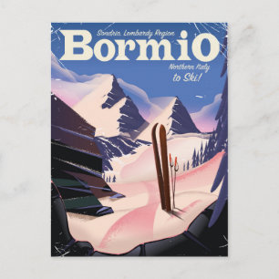 Carte Postale Bormio, Sondrio, région de Lombardie, affiche de s