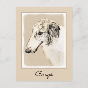 Carte Postale Borzoi (Argent Brindle) Peinture Chien Art origina