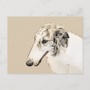 Carte Postale Borzoi (Argent Brindle) Peinture Chien Art origina