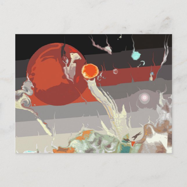 Carte Postale Borzois Courir dans un paysage fantastique (Devant)