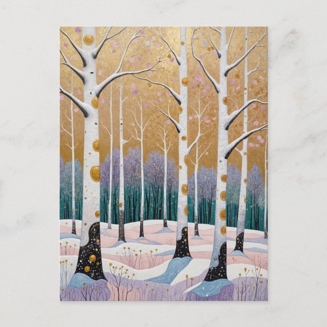 Carte Postale Bosquet de trembles dorés : un rêve d'hiver (Devant)