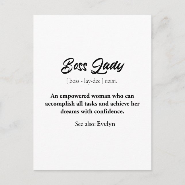 Carte Postale Boss Lady Mug - Un cadeau de femme, la confiance (Devant)