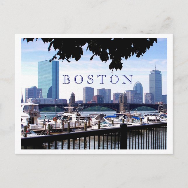 Carte Postale Boston - Bateaux, branches et ponts (Devant)