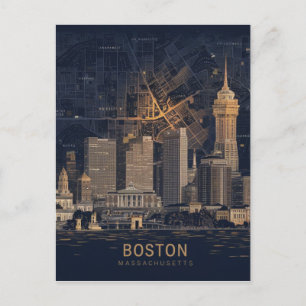 Carte Postale Boston, Boston Massachusetts Vue Ciel Ville Avec C