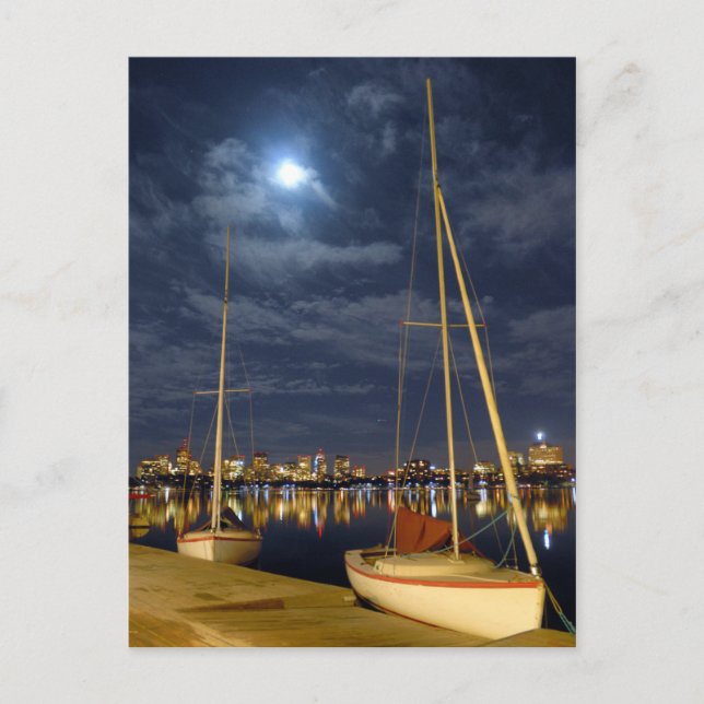 Carte Postale Boston dans la Pleine lune (Devant)