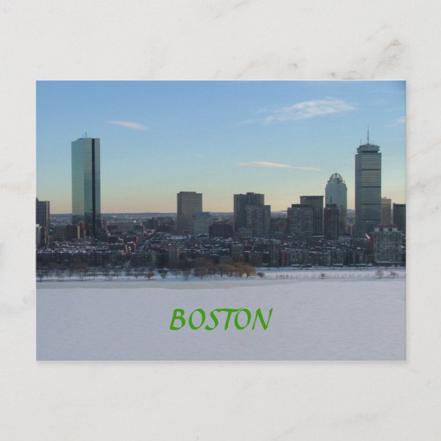 Carte Postale Boston et la rivière Charles gelée (Devant)