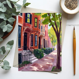 Carte Postale Boston Été | Maisons de Brownstone du Massachusett