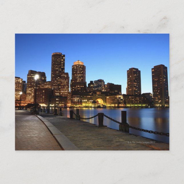 Carte Postale Boston Harbour et skyline. Boston est l'un des 6 (Devant)