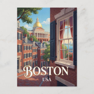 Carte Postale Boston Massachusetts Brique Historique Voyage