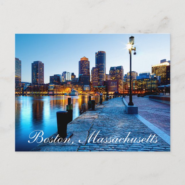 Carte Postale Boston Massachusetts Skyline à Sunset Post Card (Devant)