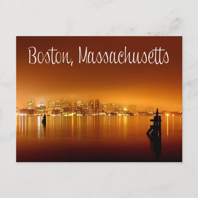 Carte Postale Boston, Massachusetts, Skyline At Night Post Card (Devant)
