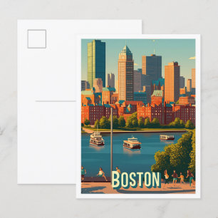 Carte Postale Boston Massachusetts USA Illustration de voyage