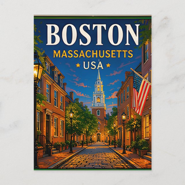 Carte Postale 🍁 Boston Massachusetts Visite Historique 🍁 (Devant)