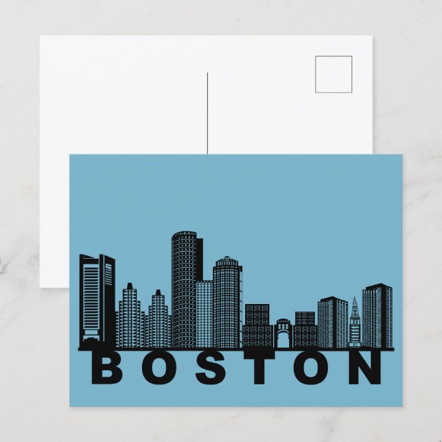 Carte Postale Boston Postcard – Iconic Skyline Silhouette  (Devant / Derrière)