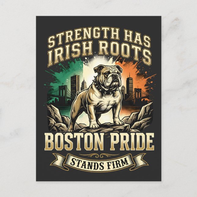 Carte Postale Boston Pride Irish Roots Bulldog (Devant)