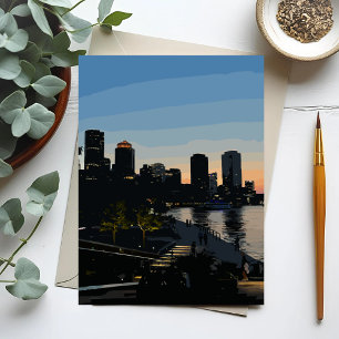 Carte Postale Boston Seaport Sunset City Skyline