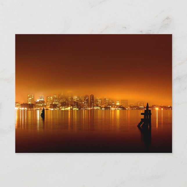 Carte Postale Boston Skyline la nuit (Devant)