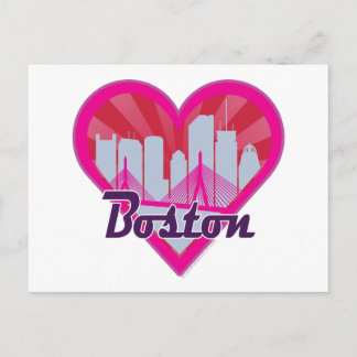 Carte Postale Boston Skyline Sunburst Heart