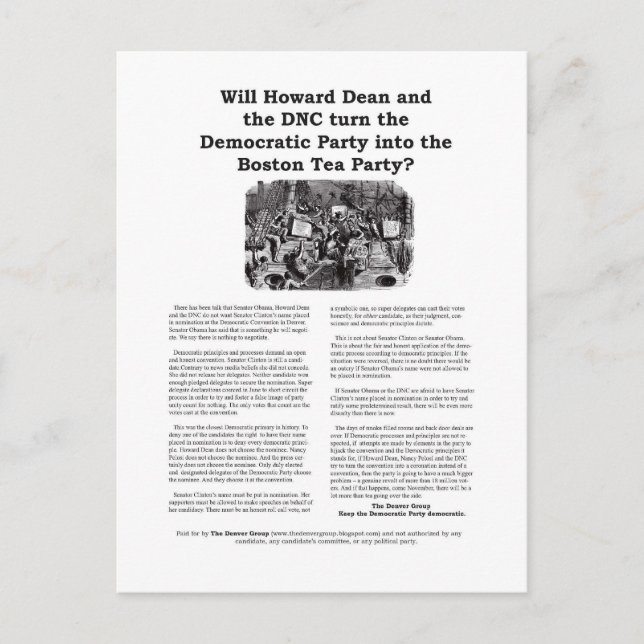 Carte postale Boston Tea Party - version 2 (Devant)