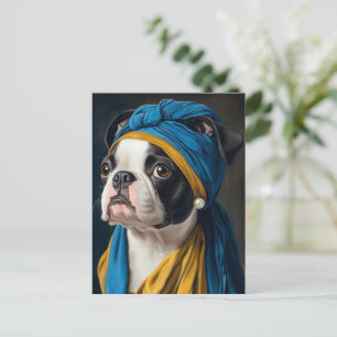 Carte Postale Boston Terrier avec oreille perle